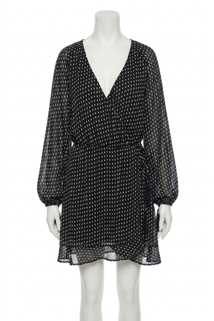 NEW ALLISON NEW YORK paint dot wrap dress in black, white